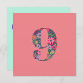 フローラ9番目の誕生日カスタム文字ピンク シーズンカード (正面/裏面)