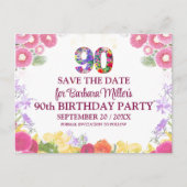 フローラ90歳の誕生日を除いて90エレガント歳 案内ポストカード (正面)