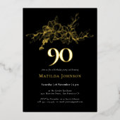 フローラ90誕生日ゴールドフォイル招待状 箔招待状 (正面)