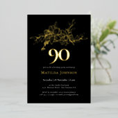 フローラ90誕生日ゴールドフォイル招待状 箔招待状 (立ち正面)