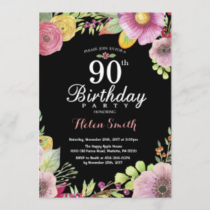 フローラ90誕生日招待状for Women 招待状