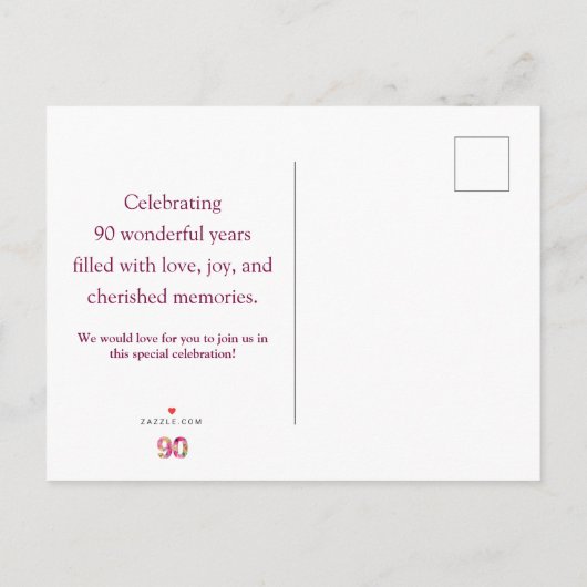 フローラ90誕生日日付の保存， エレガント90 案内ポストカード (裏面)