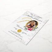 フローラ90thサプライズ誕生日シック植物写真 箔招待状 (回転した状態)