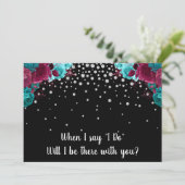 フローラ"あなたは私のメイド・オブ・オーナー（花嫁付き添い人）"ラインストーン 招待状 (スタンド正面)