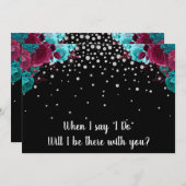 フローラ"あなたは私のメイド・オブ・オーナー（花嫁付き添い人）"ラインストーン 招待状 (正面/裏面)