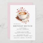 フローラ |かわいいガーリーピンク誕生日ブランチ 招待状 (正面/裏面)