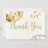 フローラ – ひまわり花とデイジーサンキューカード 招待状 (正面)