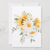 フローラ – ひまわり花とデイジーサンキューカード 招待状 (裏面)