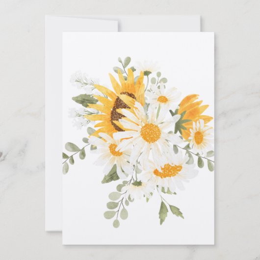フローラ – ひまわり花とデイジーサンキューカード 招待状 (裏面)