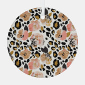 フローラ、アニマルプリント、シームレスなパターン。 ガラスオーナメント (裏面)