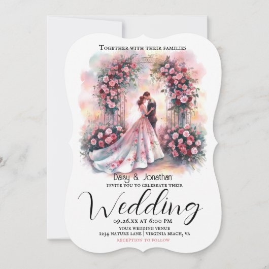 フローラ・アーチの下のロマン結婚クなカップル (正面)