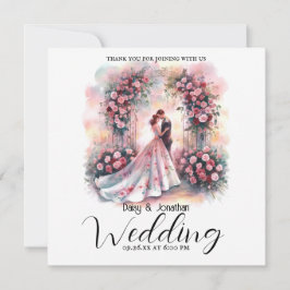 フローラ・アーチの下のロマン結婚クなカップル サンキューカード