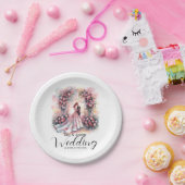 フローラ・アーチの下のロマン結婚クなカップル ペーパープレート (パーティー)