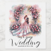 フローラ・アーチの下のロマン結婚クなカップル ワインラベル (シングルラベル)