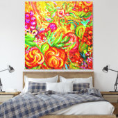 フローラ・アートワークを使用したスタイルへのカラーの追加 キャンバスプリント (インサイチュ (寝室))