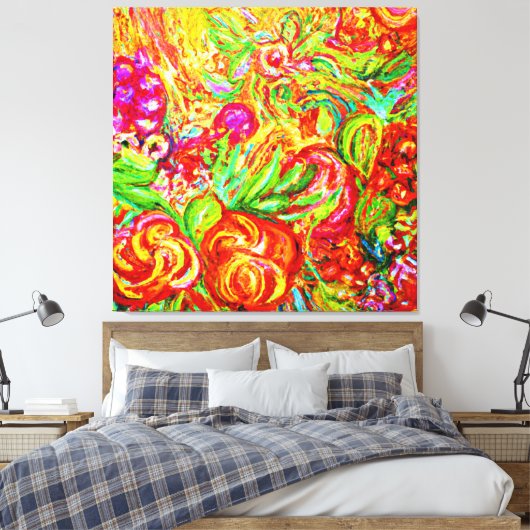 フローラ・アートワークを使用したスタイルへのカラーの追加 キャンバスプリント (インサイチュ (寝室))