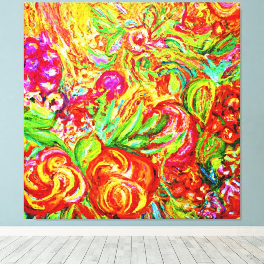 フローラ・アートワークを使用したスタイルへのカラーの追加 キャンバスプリント (インサイチュ (ウッドフロア))