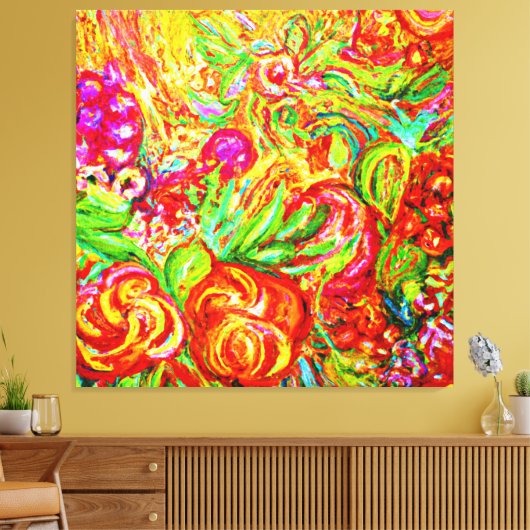 フローラ・アートワークを使用したスタイルへのカラーの追加 キャンバスプリント (インサイチュ (リビング))