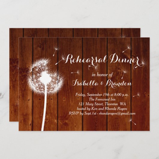 フローラ&ウッドリハーサルディナー招待状 招待状 (正面/裏面)