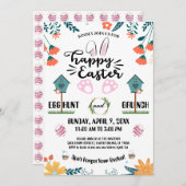 フローラ&カラフルバードハウスイースターエッグ狩りパーティー 招待状 (正面/裏面)