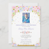 フローラ《キリスト教》洗礼式や命名式招待状1stバースデーガール 招待状 (正面)