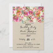 フローラ&クラフトエレガントシャビーシック誕生日パーティー 招待状 (正面)