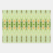 フローラ（グリーンとクリーム） ラッピングペーパーシート (正面3)