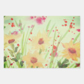 フローラ（グリーンとクリーム） ラッピングペーパーシート (正面2)