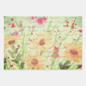 フローラ（グリーンとクリーム） ラッピングペーパーシート (正面)