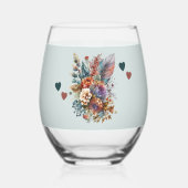 フローラ・グリーン銅妻のアニバーサリーギフト ステムなしワイングラス (裏面)