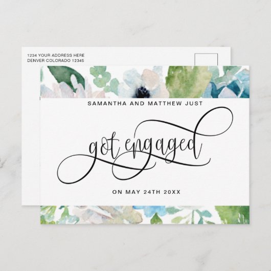 フローラ·グリー得ネリ婚約したー、婚約 案内ポストカード (正面/裏面)