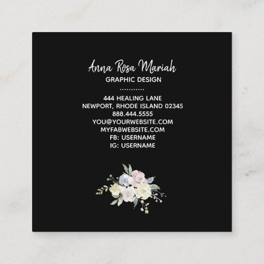 *~*フローラ·シック·グリッター·エキサイティング スクエア名刺 (裏面)