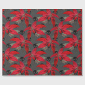 フローラ&スカルゴシックグランジクリスマスパターン ラッピングペーパー (フラット)