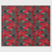 フローラ&スカルゴシックグランジクリスマスパターン ラッピングペーパー (フラット)