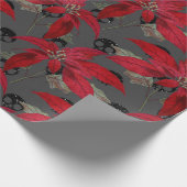 フローラ&スカルゴシックグランジクリスマスパターン ラッピングペーパー (角)