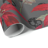 フローラ&スカルゴシックグランジクリスマスパターン ラッピングペーパー (ロールコーナー)