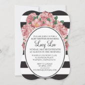 フローラ&ストライプブライダルまたはベビーシャワー招待状 招待状 (正面)