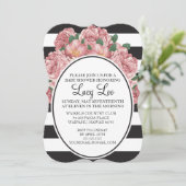 フローラ&ストライプブライダルまたはベビーシャワー招待状 招待状 (スタンド正面)