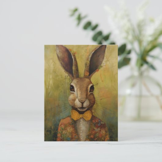 フローラ・スーツを着た愛らしいウサギ ポストカード (スタンド正面)