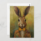 フローラ・スーツを着た愛らしいウサギ ポストカード (正面/裏面)