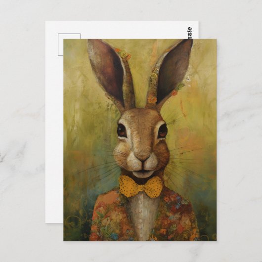 フローラ・スーツを着た愛らしいウサギ ポストカード (正面/裏面)