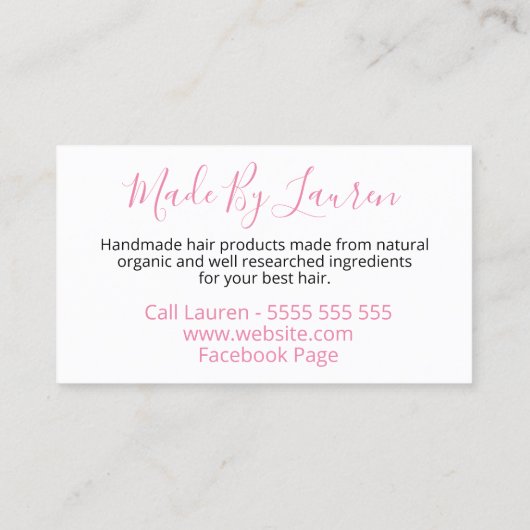 フローラ·チャルクボード手作り天然毛髪製品 名刺 (裏面)
