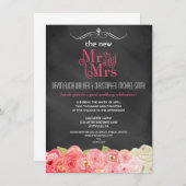 フローラ·チャルクボード·ポスト·ウエディング·パーティー·招待状 招待状 (正面/裏面)