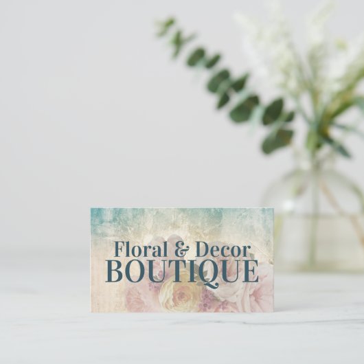 フローラ&デコールブティックフローリストヴィンテージバラ 名刺 (スタンド正面)