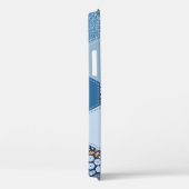 フローラ、デニムパッチワーク：青パターン。 Case-Mate iPhoneケース (裏面 / 右)