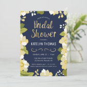 フローラ·ネービモダンー/金ゴールドブライダルシャワー 招待状 (スタンド正面)