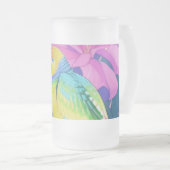 フローラ/ハワイアン/熱帯/オウム フロストグラスビールジョッキ (正面右)