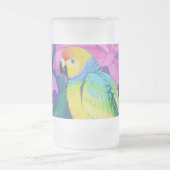 フローラ/ハワイアン/熱帯/オウム フロストグラスビールジョッキ (中央)