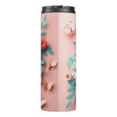 フローラ&バタフライ – LTピンク – スリムサーマルタンブラー タンブラー (裏面)