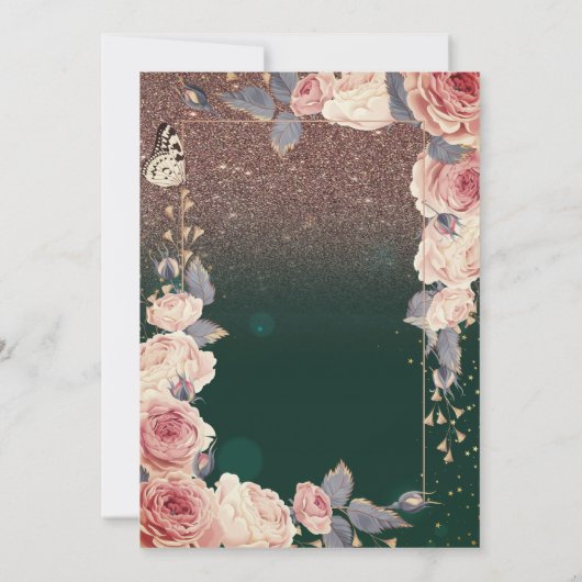 フローラ,バター,ライト50thグリーン誕生日パーティー 招待状 (裏面)